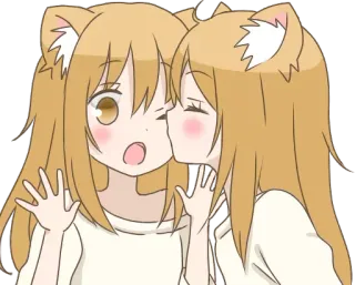 ☺️ 822a9fe3 动漫, 猫娘, 卡哇伊, 可爱, 亲吻, 友谊 telegram sticker