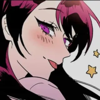 😜 10724ebd アニメ, 女性, 紫の目, イラスト, 漫画, デジタルアート telegram sticker