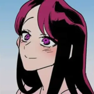 🙂 c5fcb797 女性, キャラクター, アート, イラスト, 女性, 黒髪, 紫色の目 telegram sticker