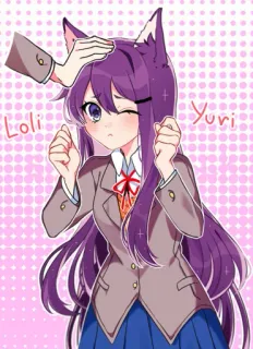 💜 17eb170a Yuri Doki Doki Literature Club Loli Yuri อนิเมะ, สาวหูแมว, คาวาอิ, มังงะ, Doki Doki Literature Club, ยูริ, นักเรียนหญิง, น่ารัก telegram sticker