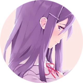 💜 39d04ac2 Yuri Doki Doki Literature Club! ยูริ, doki doki literature club, อนิเมะ, สติกเกอร์, ผู้หญิง telegram sticker