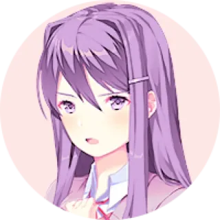 💜 518beb35 Yuri Doki Doki Literature Club! อนิเมะ, น่ารัก, ผู้หญิง, ผมสีม่วง, สติกเกอร์, ตัวละคร telegram sticker