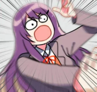 💜 56faee4a อนิเมะ, ตกใจ, กลัว, ผมสีม่วง, สาวอนิเมะ, สีหน้า telegram sticker