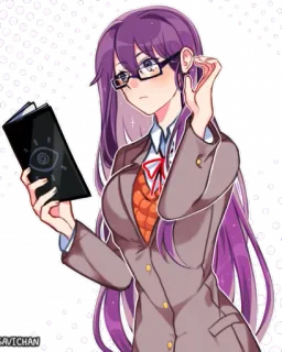 💜 6bd33f4e Yuri Doki Doki Literature Club! อนิเมะ, มังงะ, นักเรียนหญิง, ชมรมวรรณกรรม, ยูริโดกิโดกิ, แว่นตา, ผมสีม่วง telegram sticker