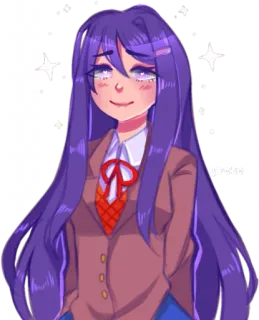 💜 93af3bf9 Yuri Doki Doki Literature Club! อนิเมะ, มังงะ, วิดีโอเกม, DDLC, ยูริ, คาวาอิ telegram sticker