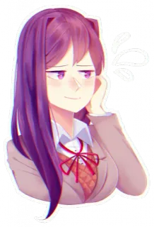 💜 b80588ec Yuri Doki Doki Literature Club! อนิเมะ, สติกเกอร์, Doki Doki Literature Club, ยูริ, นักเรียนหญิง, แฟนอาร์ต telegram sticker