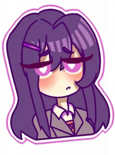 💜 c96761e4 Yuri Doki Doki Literature Club! อนิเมะ, มังงะ, ยูริ, Doki Doki Literature Club, ตัวละคร, สติกเกอร์ telegram sticker