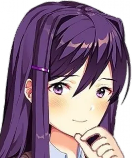 💜 e24b4a3d Yuri Doki Doki Literature Club! อนิเมะ, Doki Doki Literature Club!, ยูริ, ผมสีม่วง, วิดีโอเกม, ตัวละคร telegram sticker