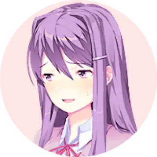 💜 e398dbca Yuri Doki Doki Literature Club! อนิเมะ, ยูริ, Doki Doki Literature Club, ตัวละคร, น่ารัก, สติกเกอร์ telegram sticker