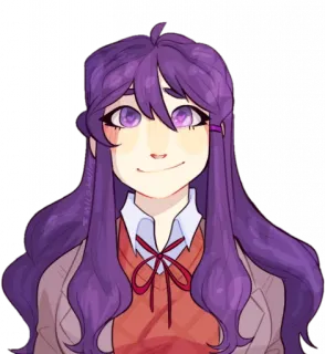 💜 e54f5656 Yuri Doki Doki Literature Club! อนิเมะ, มังงะ, ผมสีม่วง, นักเรียนหญิง, ยูริ, Doki Doki Literature Club, วิดีโอเกม, น่ารัก telegram sticker