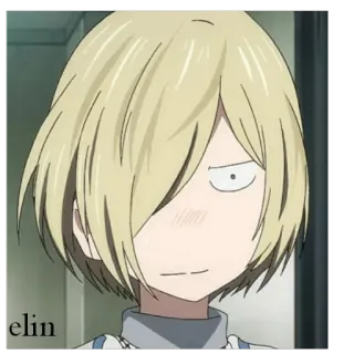 😐 7cdea9f8 elin anime, blonde hair, funny face, cartoon, sticker whatsapp sticker