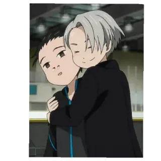 😍 893f571e Yuri on Ice anime, cartoon, cute, hug, affection whatsapp sticker