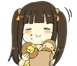 🍩 5704942f Hoạt hình, Anime, Dễ thương, Ăn, Đồ ăn, Cô gái telegram sticker