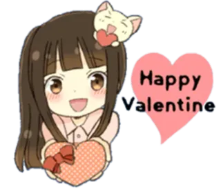 ❣ 77adc866 Happy Valentine valentine, trái tim, tình yêu, dễ thương, hạnh phúc, cô gái telegram sticker