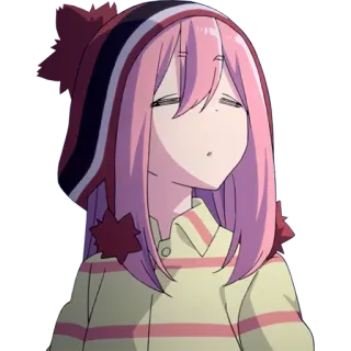 😴 237021d5 Nadeshiko Kagamihara Yuru Camp アニメ, 漫画, キャラクター, 女の子, ピンク髪, ゆるキャン, 各務原なでしこ telegram sticker