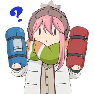 ❓ 7fd537d3 アニメ, キャンプ, 寝袋, クエスチョンマーク telegram sticker