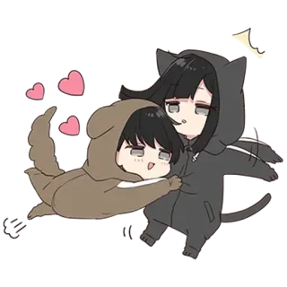 🌟 30e0d93e Cartoon, Tierkostüme, Herzen, Süß, Umarmen whatsapp sticker