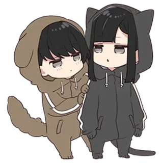 🌟 72b9be00 Anime, Cartoon, Kawaii, Süß, Tiere, Hund, Katze, Chibi whatsapp sticker