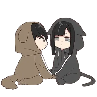 🌟 87baa23d Anime, Cartoon, Süß, Paar, Hund, Katze whatsapp sticker