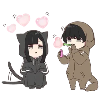 🌟 8ce5dcca Katze, Hund, Cartoon, Anime, süß, Tiere, Seifenblasen machen, Herz whatsapp sticker