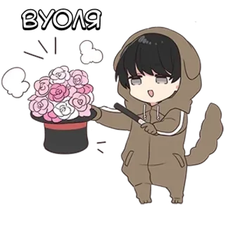 🌟 a96129ab ВУОЛЯ Chibi, Niedlich, Magie, Blumen, Anime, Hundekostüm whatsapp sticker