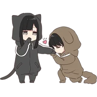 🌟 b3087134 Anime, Kawaii, Cartoon, Katze, Hund, Süß, Paar whatsapp sticker
