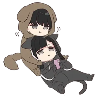 🌟 faa694bb süß, Anime, Cartoon, kawaii, Hund, Katze, Chibi, schläfrig whatsapp sticker