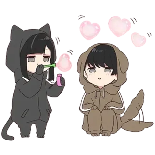 🌟 7eb287f4 Anime, Desenho animado, Kawaii, Fofo, Gato, Cachorro, Bolhas telegram sticker