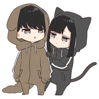 🌟 86862df0 Chibi, Estilo anime, Gato, Cachorro, Fofo, Desenho animado telegram sticker