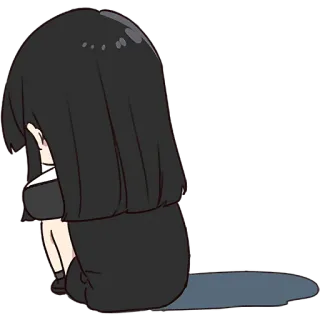 😔 2244b9df 애니메이션, 슬픈, 소녀, 우울한, 외로운 telegram sticker