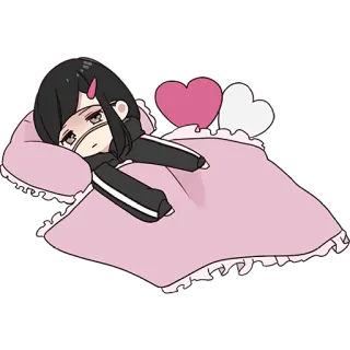 🥱 82eccbf5 애니메이션, 슬픈, 자는, 하트, 귀여운, 베개, 담요 telegram sticker