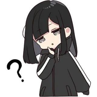 🤨 a178411e 애니메이션 소녀, 물음표, 생각, 만화, 귀여운 telegram sticker