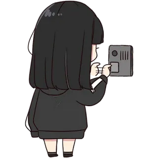 📞 b43d8dad 소녀, 버튼, 치비, 귀여운, 누르는, 애니, 만화 telegram sticker