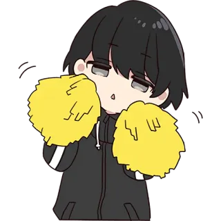 🤩 7b5a2c28 Anime, Chibi, Pemandu sorak, Lucu, Pom-pom, Kartun, Fan art telegram sticker