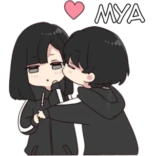 💋 912d7143 MYA love, couple, kiss, anime, cartoon telegram sticker
