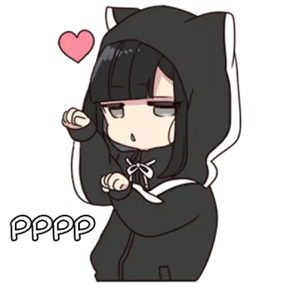 😼 c687a561 PPPP 애니메이션, 고양이 소녀, 치비, 카와이, 귀여운 whatsapp sticker