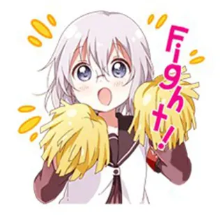 👊 b675512b Fight! torcendo, anime, pompons, desenho animado, apoio, incentivo whatsapp sticker