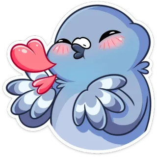 😘 11ec1e90 птица, любовь, сердце, поцелуй, милый, мультик, животное telegram sticker