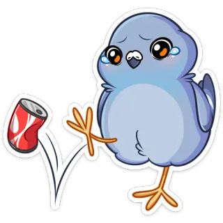 😢 16c5f2c3 птица, грустный, плачет, голубь, содовая, мультфильм, наклейка telegram sticker