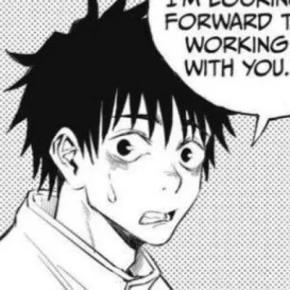 ☠ 568531a2 I'M LOOKING FORWARD TO WORKING WITH YOU. 漫画, アニメ, 興奮, 緊張, 挨拶 telegram sticker