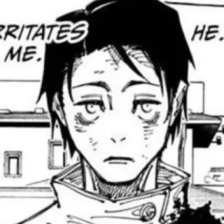 ☠ a82065f7 He irritates me アニメ, 漫画, 困り顔, キャラクター, 真剣 telegram sticker