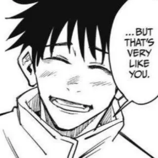 ☠ b77c252e ...BUT THAT'S VERY LIKE YOU. アニメ, マンガ, 笑顔, 幸せ, 白黒 telegram sticker