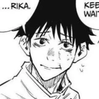 ☠ f4844f39 ...RIKA. KEEP WAIT... アニメ, マンガ, ポートレート, 白黒 telegram sticker