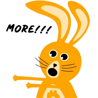 😮 554e8f74 MORE!!!! rabbit, cartoon, sticker, orange, more, bitcoin, cryptocurrency telegram sticker