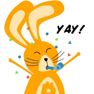 🥳 fb1a9f53 YAY! rabbit, yay, party, celebration, fun, happy, bunny, confetti telegram sticker