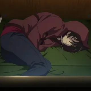 🥀 67081e60 anime, durmiendo, sudadera con capucha, interior telegram sticker