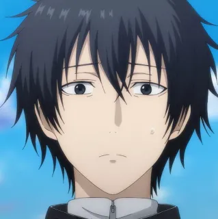 🙂 5370a2ab anime, black hair, expressionless, portrait, male telegram sticker