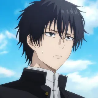 🙂 9a63f556 anime, male, black hair, school uniform, expressionless, serious telegram sticker