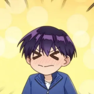 🍪 6563777d Anime, Jongen, Paars haar, Cartoon, Schattig, Chibi, Uitdrukking telegram sticker