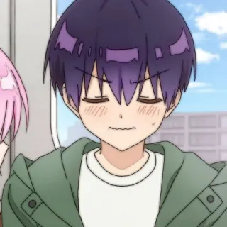 🍪 ad5d0655 Anime, Cartoon, Jongen, Paars haar, Blozend, Tiener telegram sticker